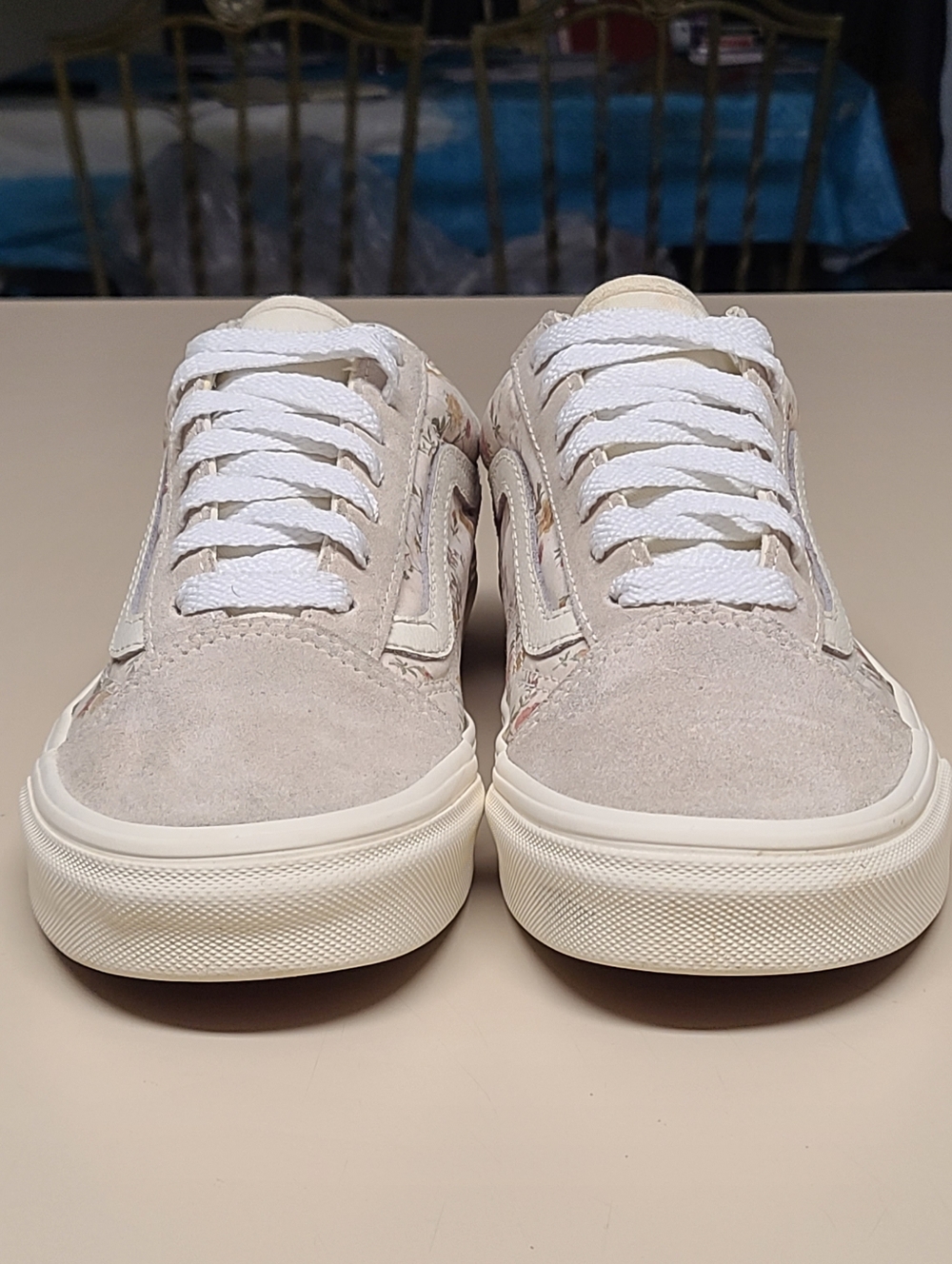 Vans Old Skool Floral Marshmallow low top skateboard sneakers size 7 1/2 - Picture 2 of 11
